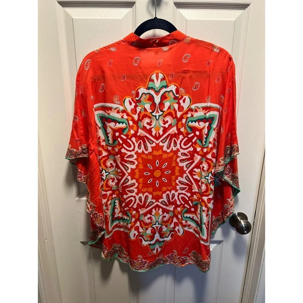 Tolani Collection | Mandarin Collar Caftan Tunic Women's A307942 Sz XXS‎ Red